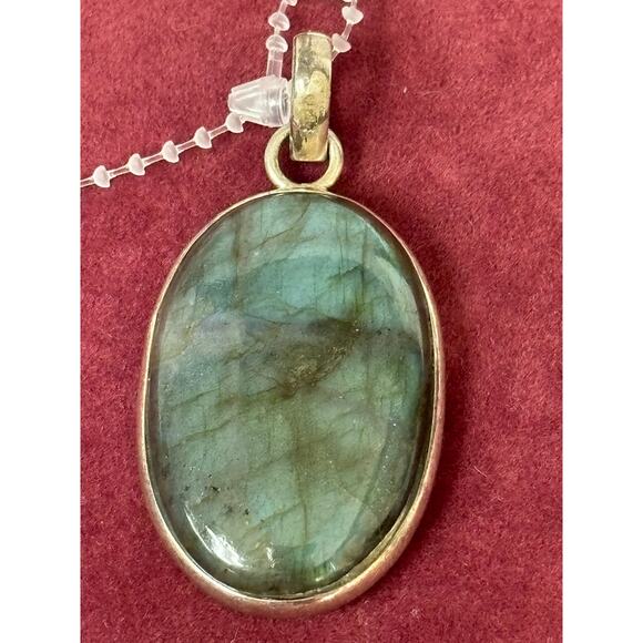 Sterling Silver Labradorite Oval Pendant #63612 - Picture 1 of 4